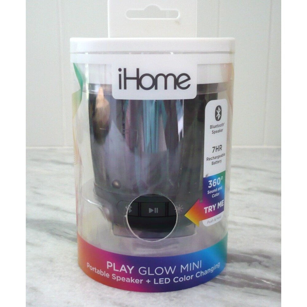iHome Play Glow Mini Portable Bluetooth Speaker Rechargeable Audio Device iBT810
